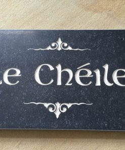 House Name Plate Honed Irish Limestone Slaine White Centre Fluorish 300 x 200