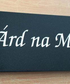 House Name Plate Black Granite Zapchan White 400 x 200