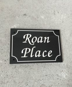 House Name Plate Black Granite Zapchan White 300 x 200