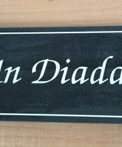 House Name Plate Black Granite Zapchan White A 400 x 200