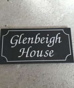 House Name Plate Black Granite Zapchan White B 400 x 200