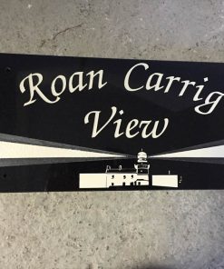 House Name Plate Black Granite Zapchan White C 400 x 200