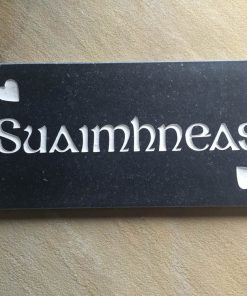 House Name Plate Honed Irish Limestone Slaine White A 400 x 200