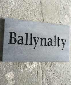 House Name Plate Sanded Irish Limestone Times Black A 400 x 200