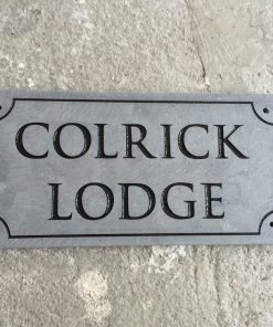 House Name Plate Sanded Irish Limestone Trajb Black C 400 x 200
