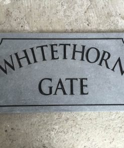 House Name Plate Sanded Irish Limestone Trajb Black D 400 x 200