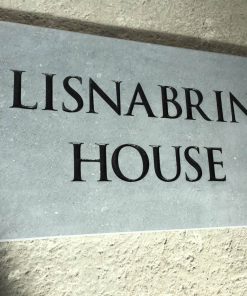 House Name Plate Sanded Irish Limestone Trajb Black G 400 x 200