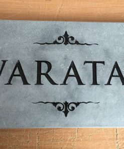 House Name Plate Sanded Irish Limestone Trajb Black I 400 x 200