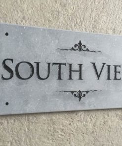 House Name Plate Sanded Irish Limestone Trajb Black K 400 x 200