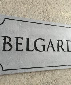 House Name Plate Sanded Irish Limestone Trajb Black L 400 x 200