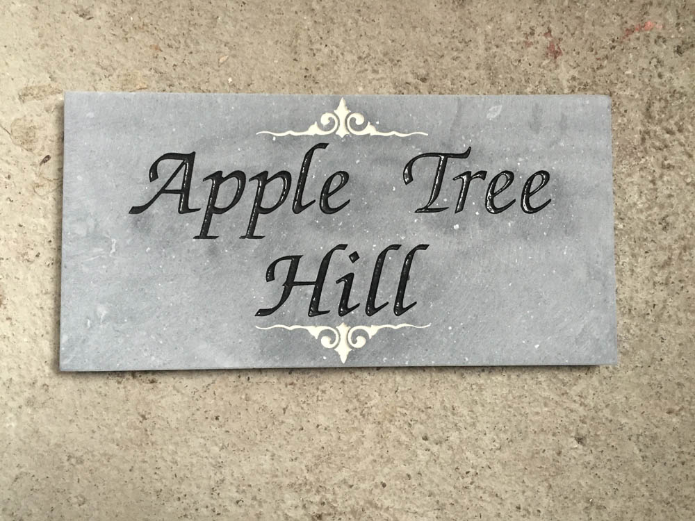 House Name Plate Sanded Irish Limestone Zapchan Black C 400 x 200