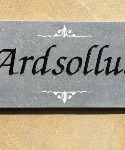 House Name Plate Sanded Irish Limestone Zapchan Black F 400 x 200